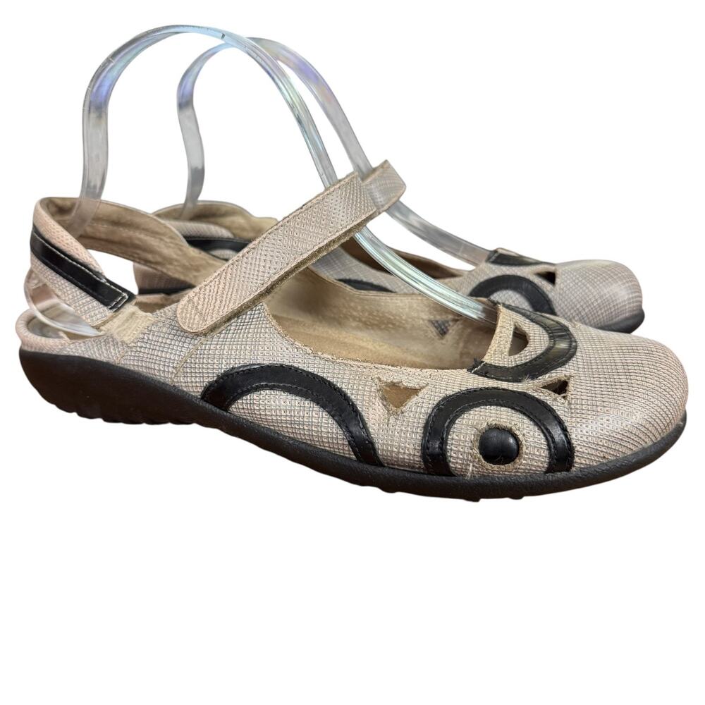 Naot Rongo Womens Leather Mary Jane Comfort Shoes Beige Black Comfort sz 10